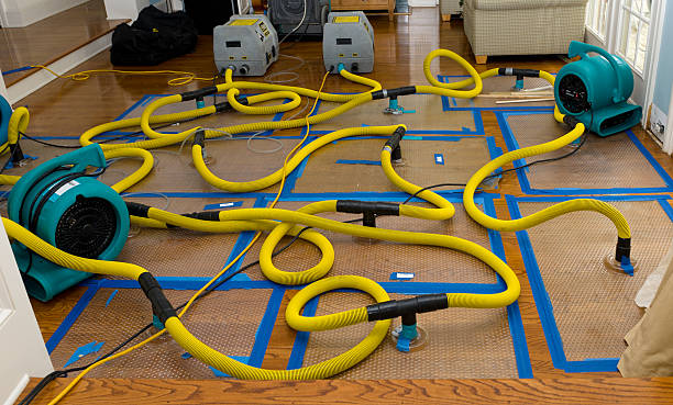 Professional Flood Damage Restoration technician working in Aquilla, TX